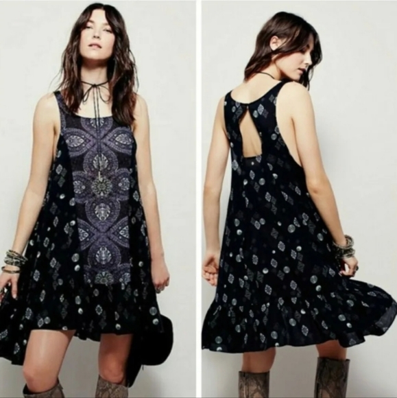 Intimately Free People boho pullover slip tank dress - SP - black/purple - Picture 8 of 8